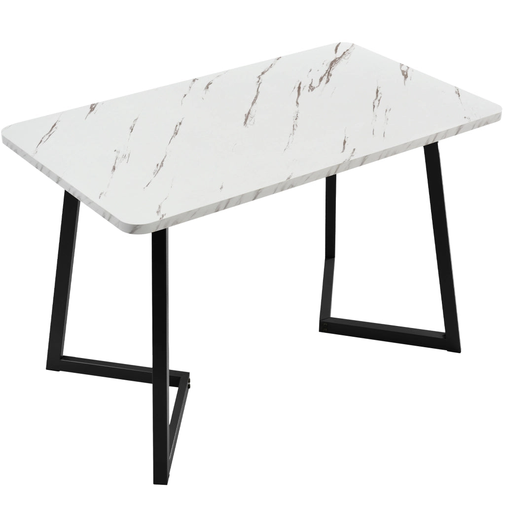Tavolo da pranzo 117x68 cm (1 pezzo), struttura in metallo, tavolo da pranzo rettangolare con motivo marmorizzato moderno, tavolo da cucina con gambe
