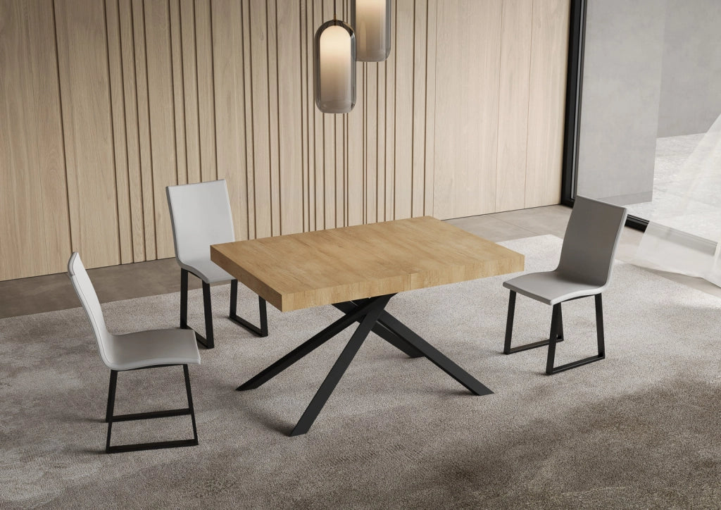Tavolo allungabile 120/204x80 cm Niket quercia natura gambe antracite