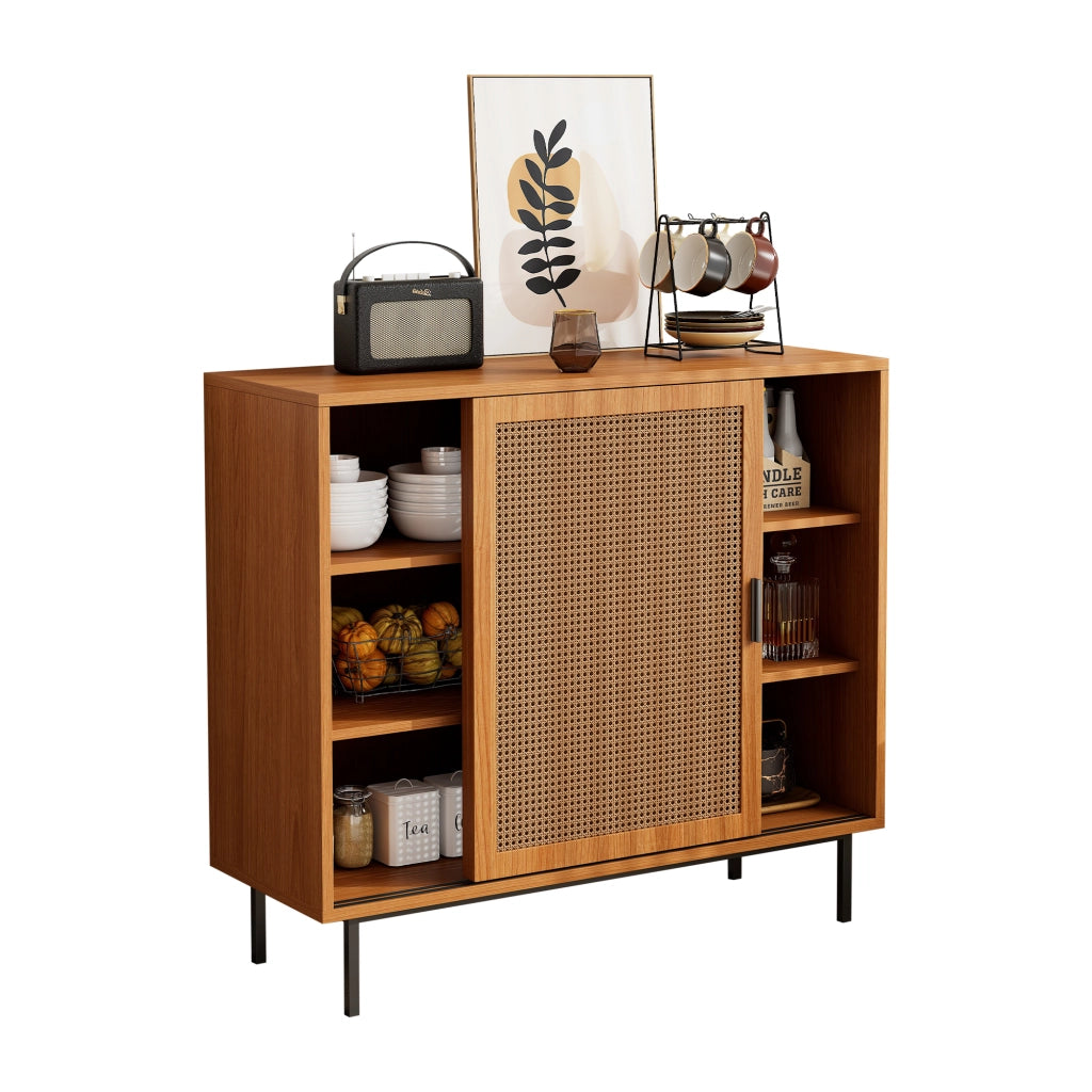 Credenza con Ante Scorrevoli e Ripiani ¨C MINIMAL ¨C Bianco, 100x90x37 cm