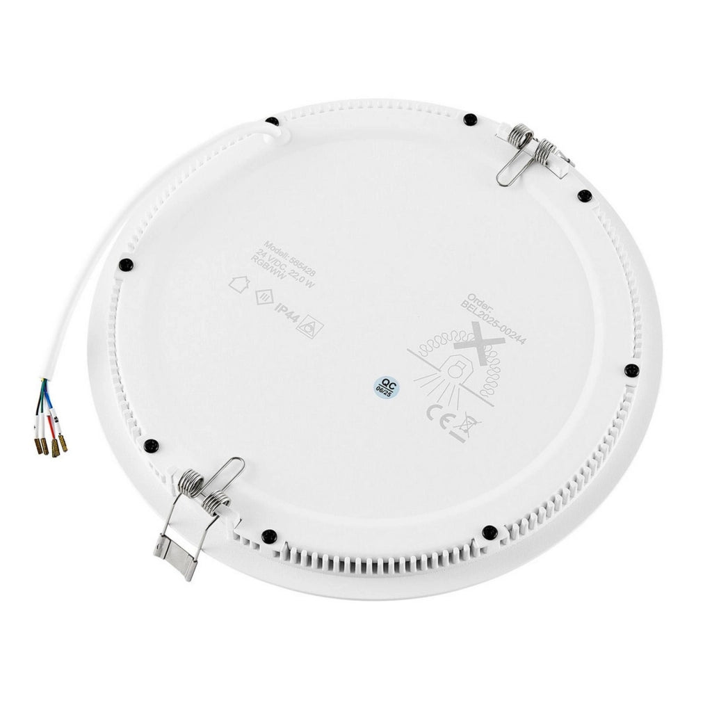Faretto LED incasso pannello tondo slim DMX RGB multicolore luce calda 24V impermeabile cromoterapia box doccia bagno 22W foro 215mm