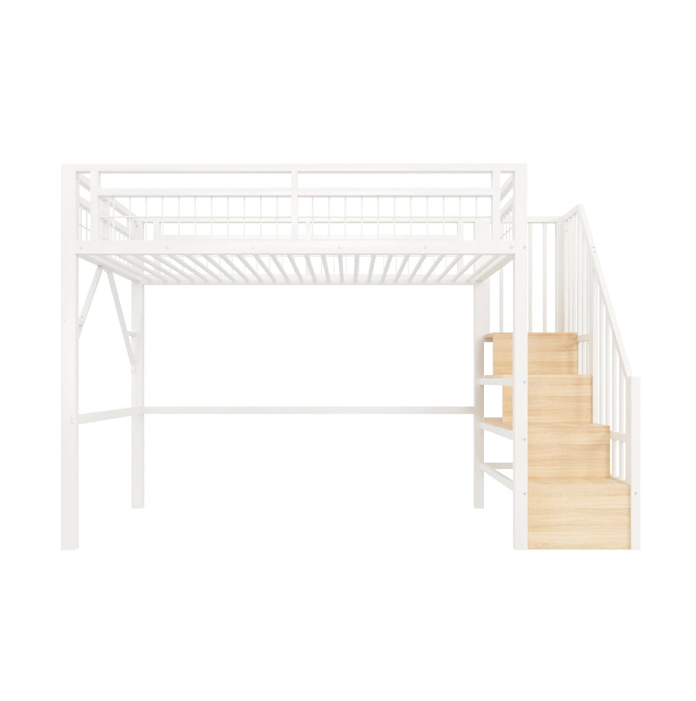 Hochbett 90x200 cm con scala contenitore e luce LED integrata