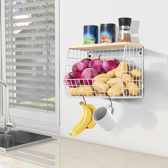 Scaffale a doppia pianta per cucina - contenitore per frutta e verdura - contenitore per cucina moderno