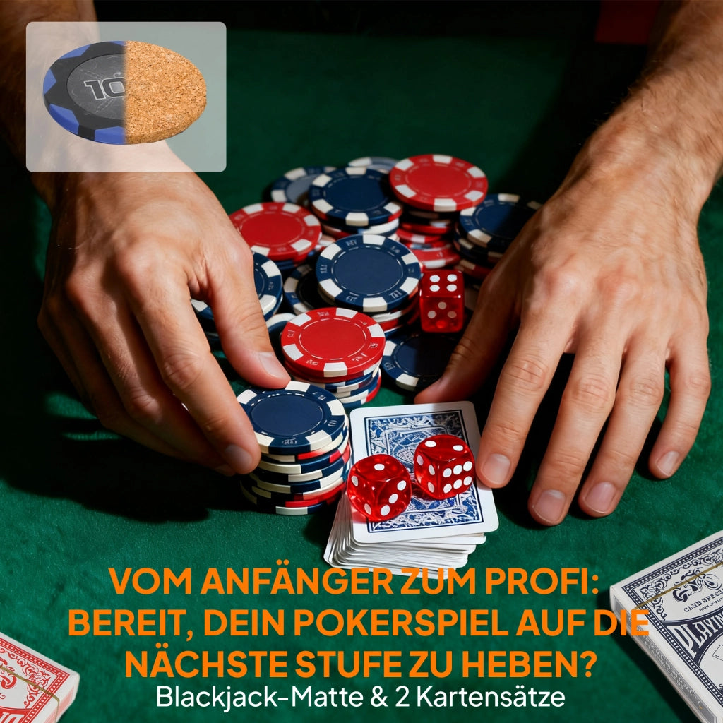 Set di Fiches da Poker in Valigetta ¨C Minimal ¨C con Dadi, Pulsante Dealer, 2 Mazzi di Carte, Colore Argento