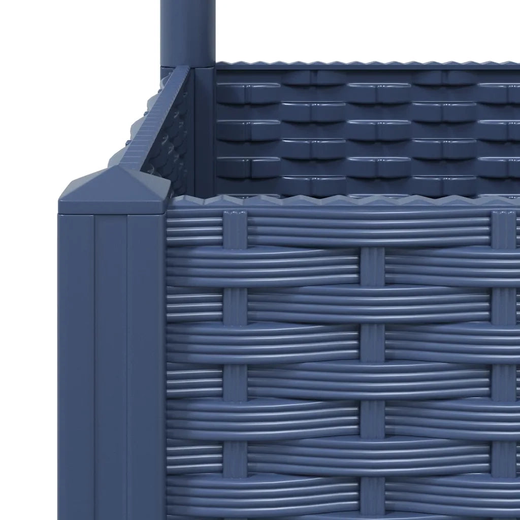 Fioriera da giardino con traliccio-Vaso da Esterno-Vaso con Griglia blu grigio 40x40x121,5 cm PP