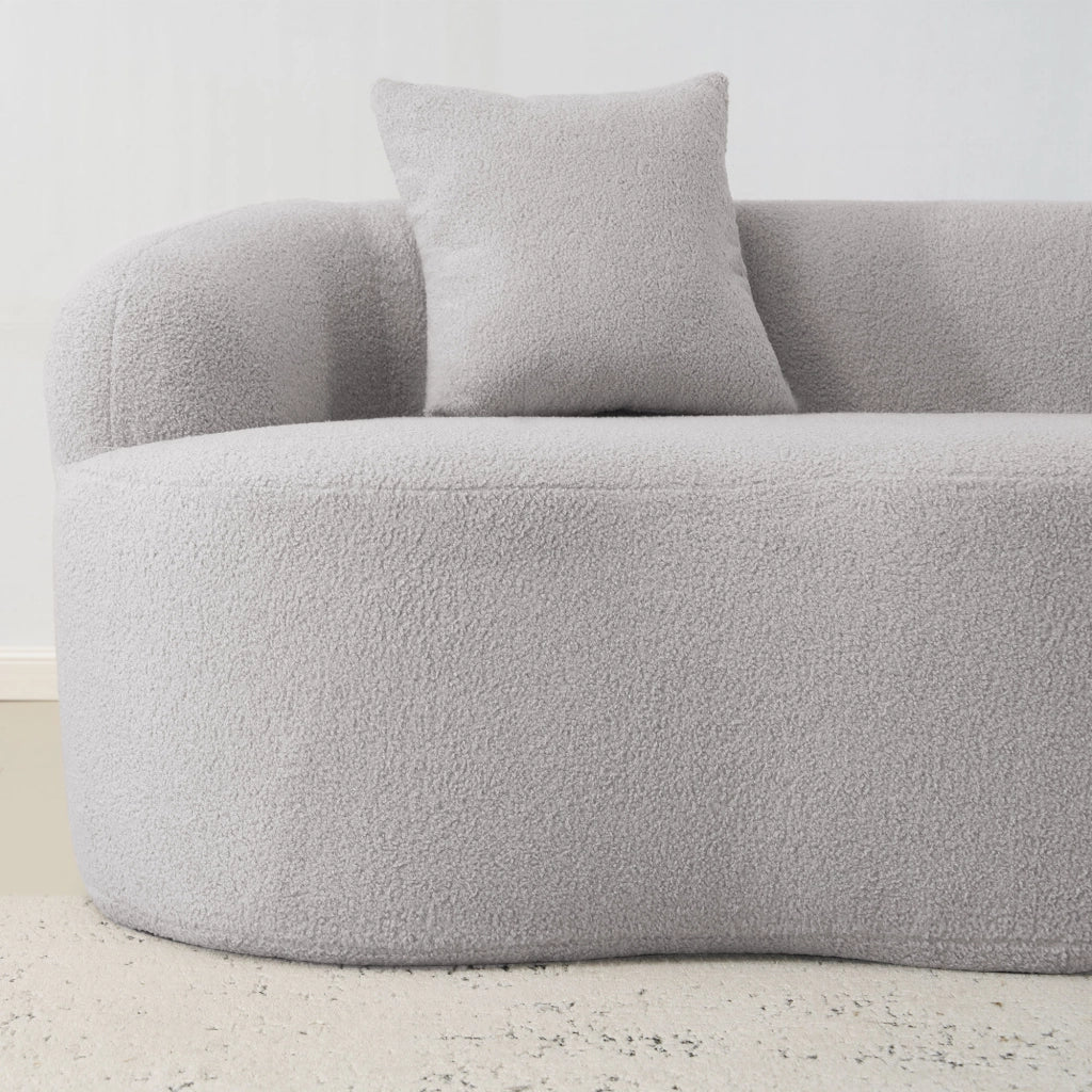 Divano 2 Posti Curvo con Cuscini ¨C Xylo ¨C Grigio Chiaro/Beige, Tessuto