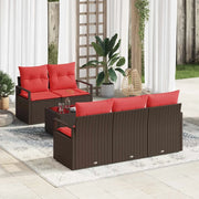 Set di divani 6 pcs Marrone e Rosso polyrattan 3346264