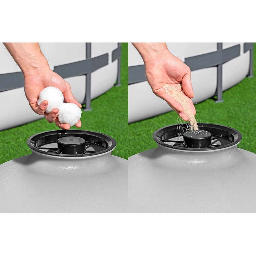Trade Shop - Pompa Di Filtraggio A Sabbia Con Timer Manometro 11.355l/h Per Piscine Fuori Terra 58486 -