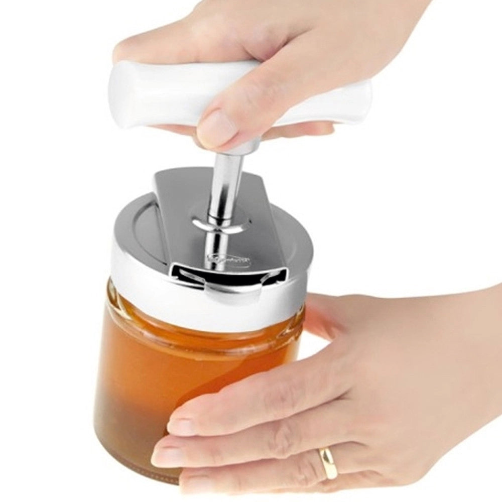 Trade Shop - Apribarattolo Apri Barattolo Barattoli Universale In Acciaio Inox Manico A T -
