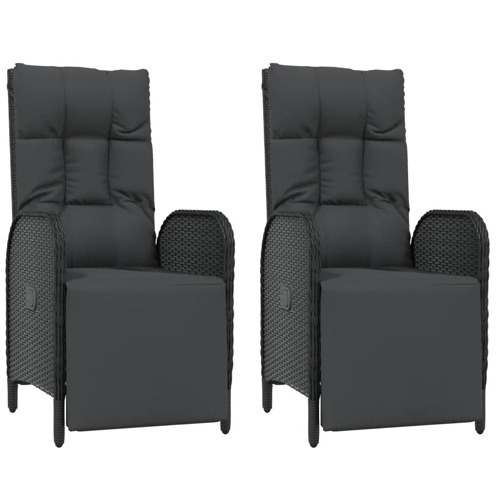 Set da Pranzo da Giardino 7 pz Nero con Cuscini in Polyrattan 3185066