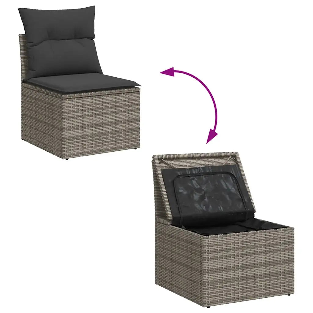 Set Divano da Giardino 5 pz con Cuscini Grigio in Polyrattan 3326311