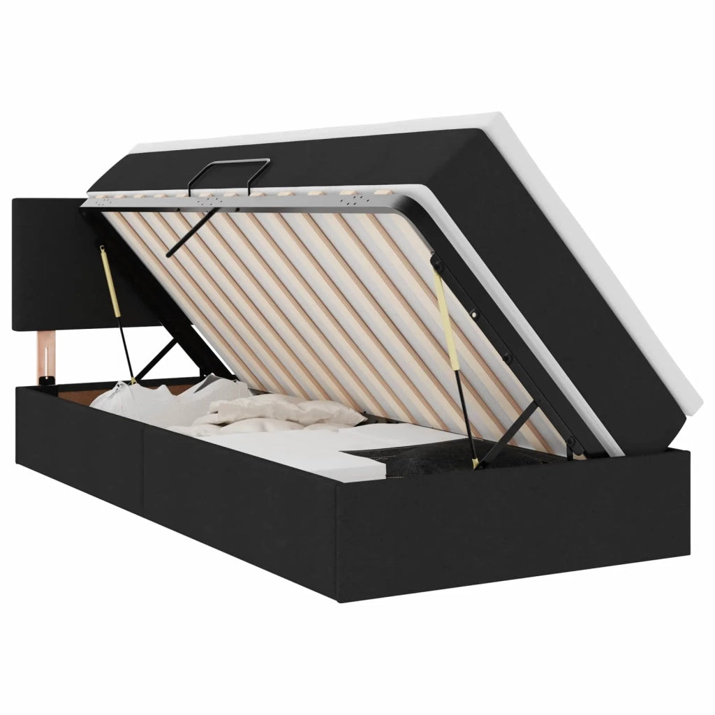 Letto con contenitore e LED con led Nero 90 x 200 cm Tessuto 3371057