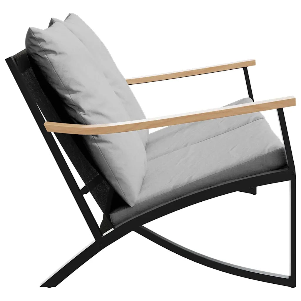 Panchina da Giardino con Cuscini 120 cm Nera in Acciaio 4009306