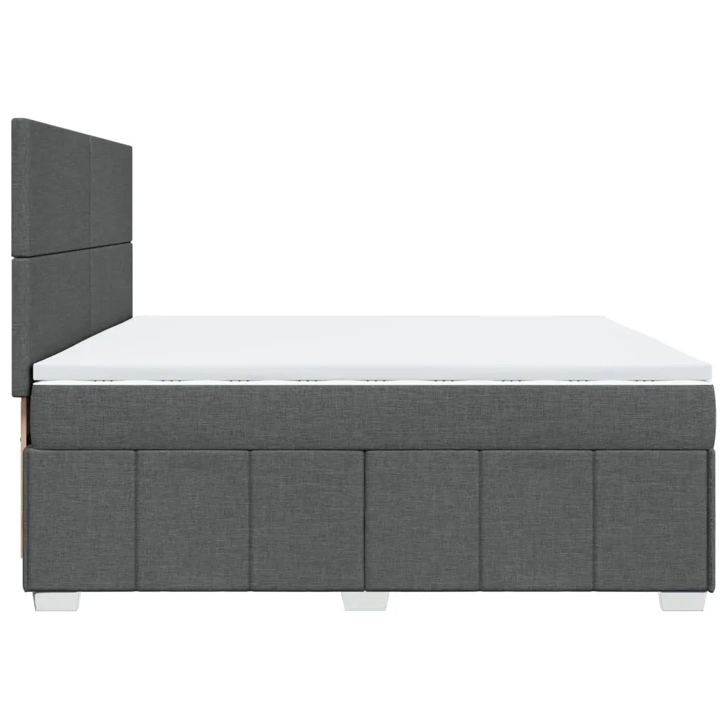 Giroletto a Molle con Materasso Grigio Scuro 200x200 cm Tessuto