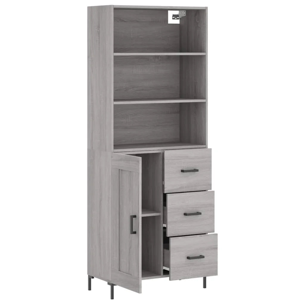 Credenza Grigio Sonoma 69,5x34x180 cm in Legno Multistrato 3190027