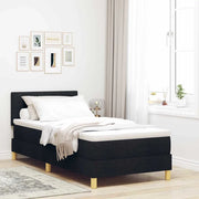 Letto a Sorgente LED con materasso Nero 90 x 200 cm Tessuto
