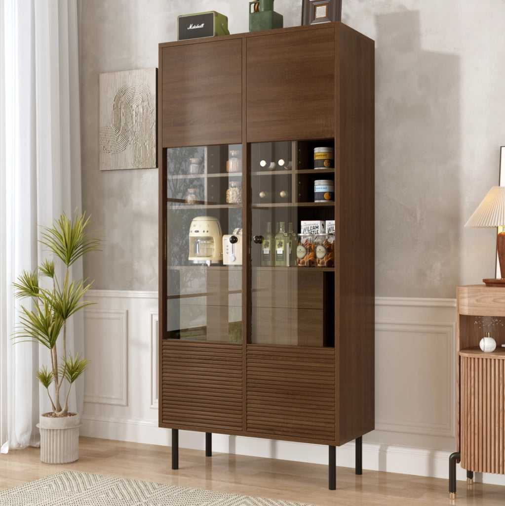 Vetrina contenitore con frontale in vetro e ripiani in MDF naturale