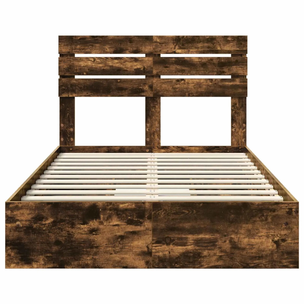 Letto con Contenitore con testiera Rovere fumé 135 x 190 cm 3411577