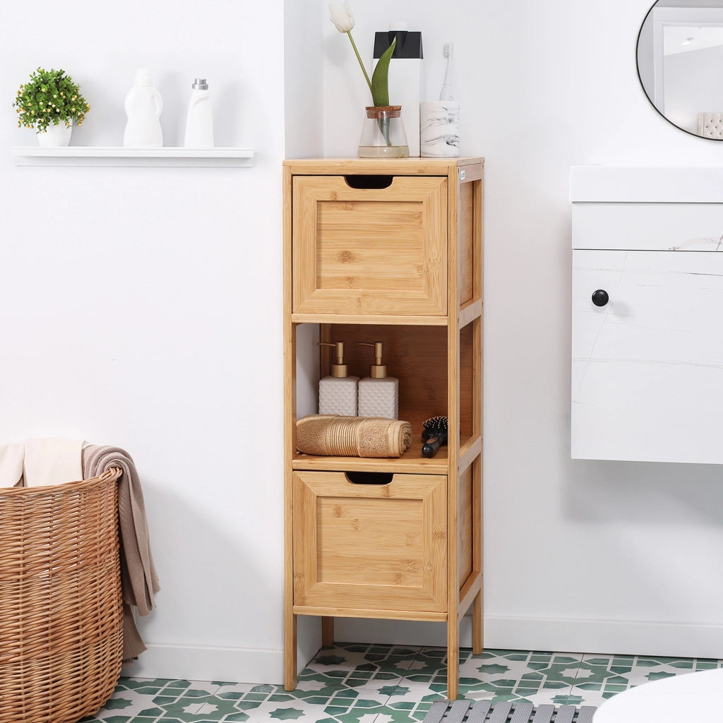 Mobile colonna per bagno con 2 cassetti e ripiano ¨C Minimal ¨C 30x30x90 cm