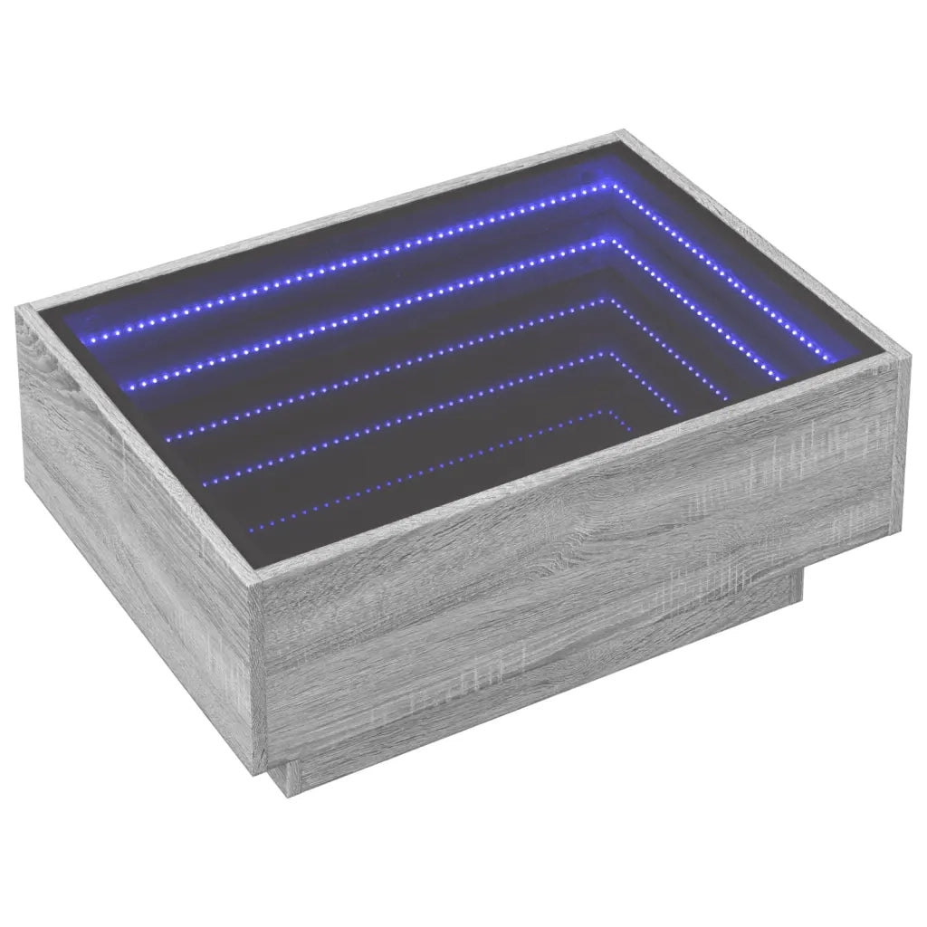 Tavolino Salotto con LED-Tavolino da soggiorno-Tavolo Grigio Sonoma 70x50x30 cm Multistrato