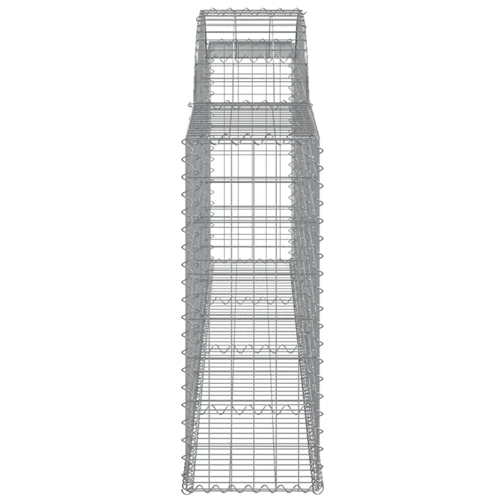 Cestini gabbioni recinzione a gabbia muro di contenimento ad arco 17 pezzi 300 x 30 x 80/100 cm ferro zincato argento 02_0040477