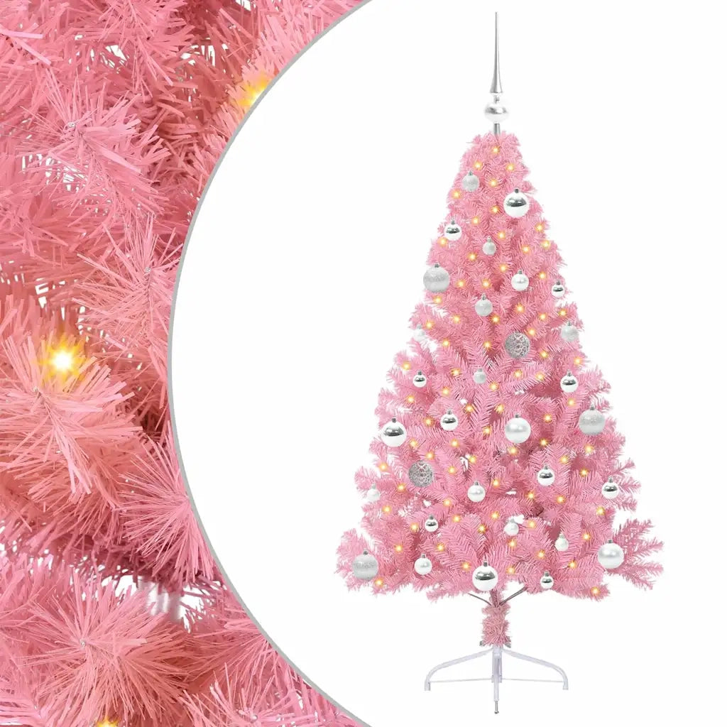 Albero di Natale | Decorazioni natalizie artificiale con luci integrate Rosa 150 cm PVC