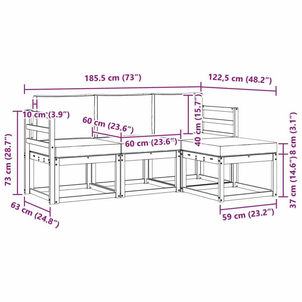Set di divani da esterno 4 pcs 3387439