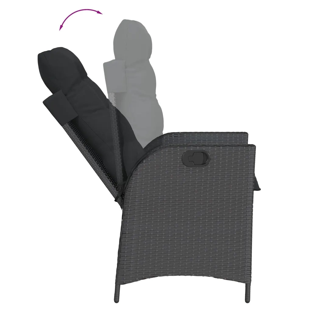 Set da Pranzo da Giardino 9 pz con Cuscini Nero in Polyrattan 3213192