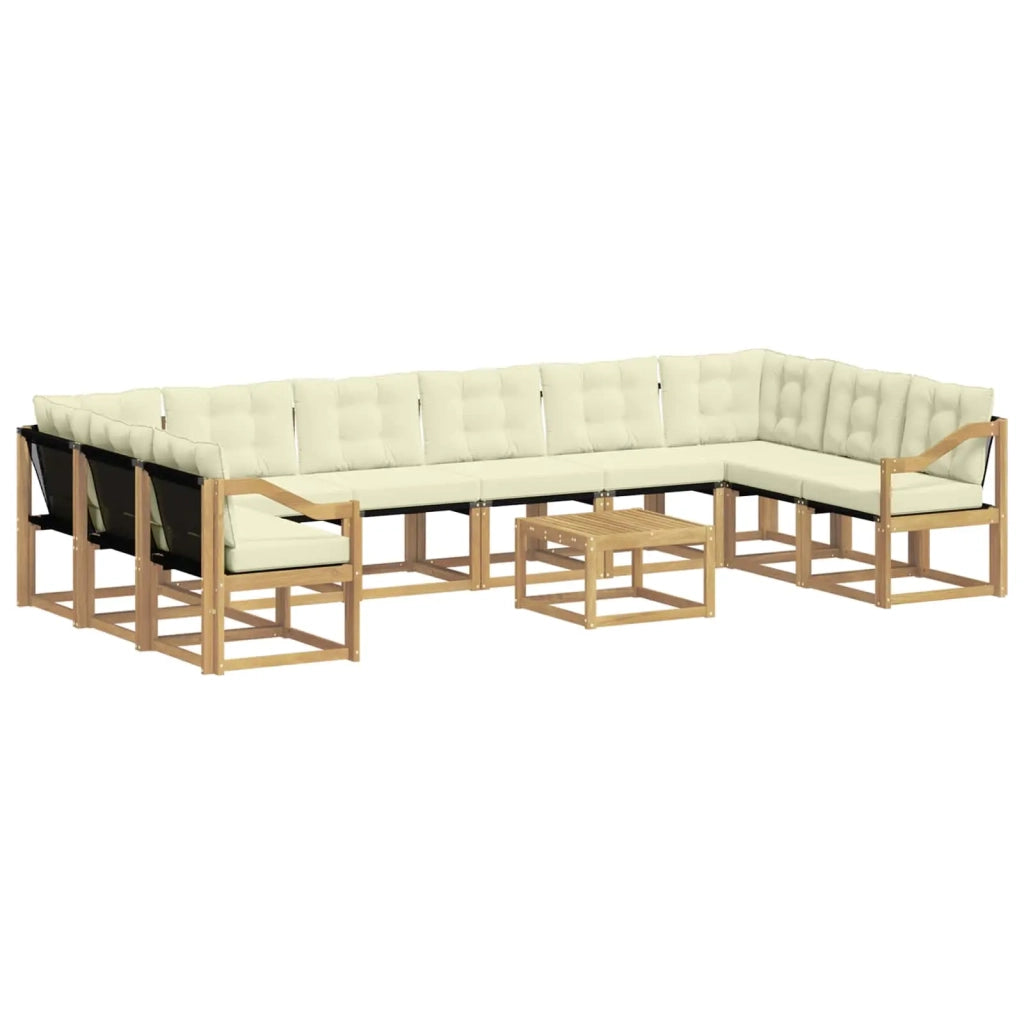 Set di divani da esterno 11 pz Bianco e Crema 3389940