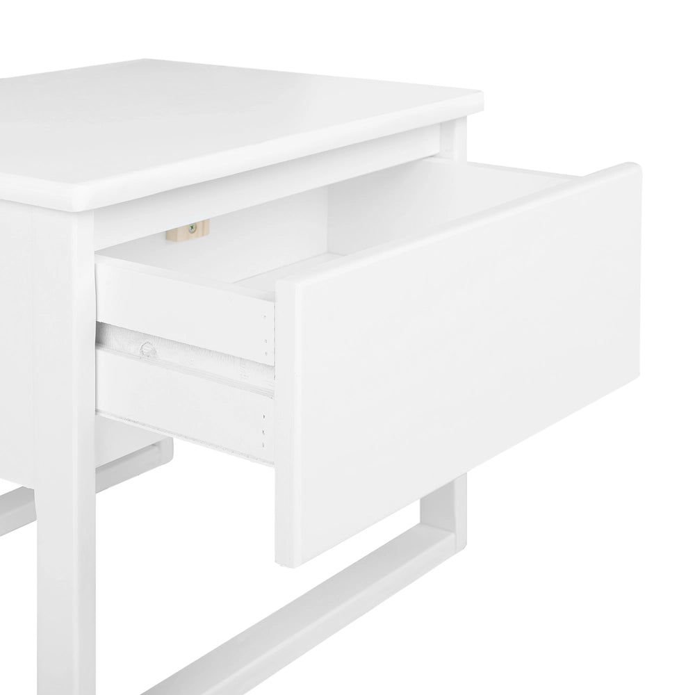 Comodino in legno di pino bianco 41 x 50 cm con un cassetto stile moderno