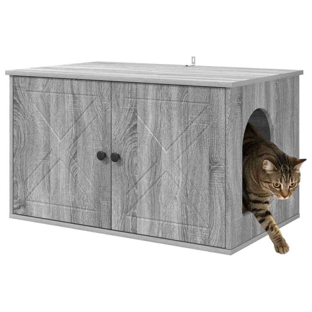 Casa per Gatti Grigio Sonoma 85 x 55 x 50 cm Legno multistrato 8000731