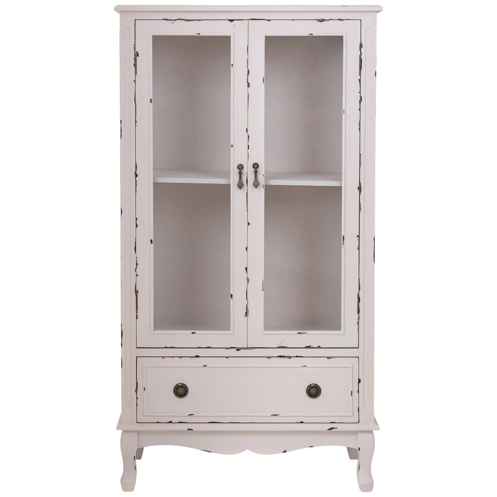 Vetrina in legno con 1 cassetto e 2 ante bianco 80x42x148h cm