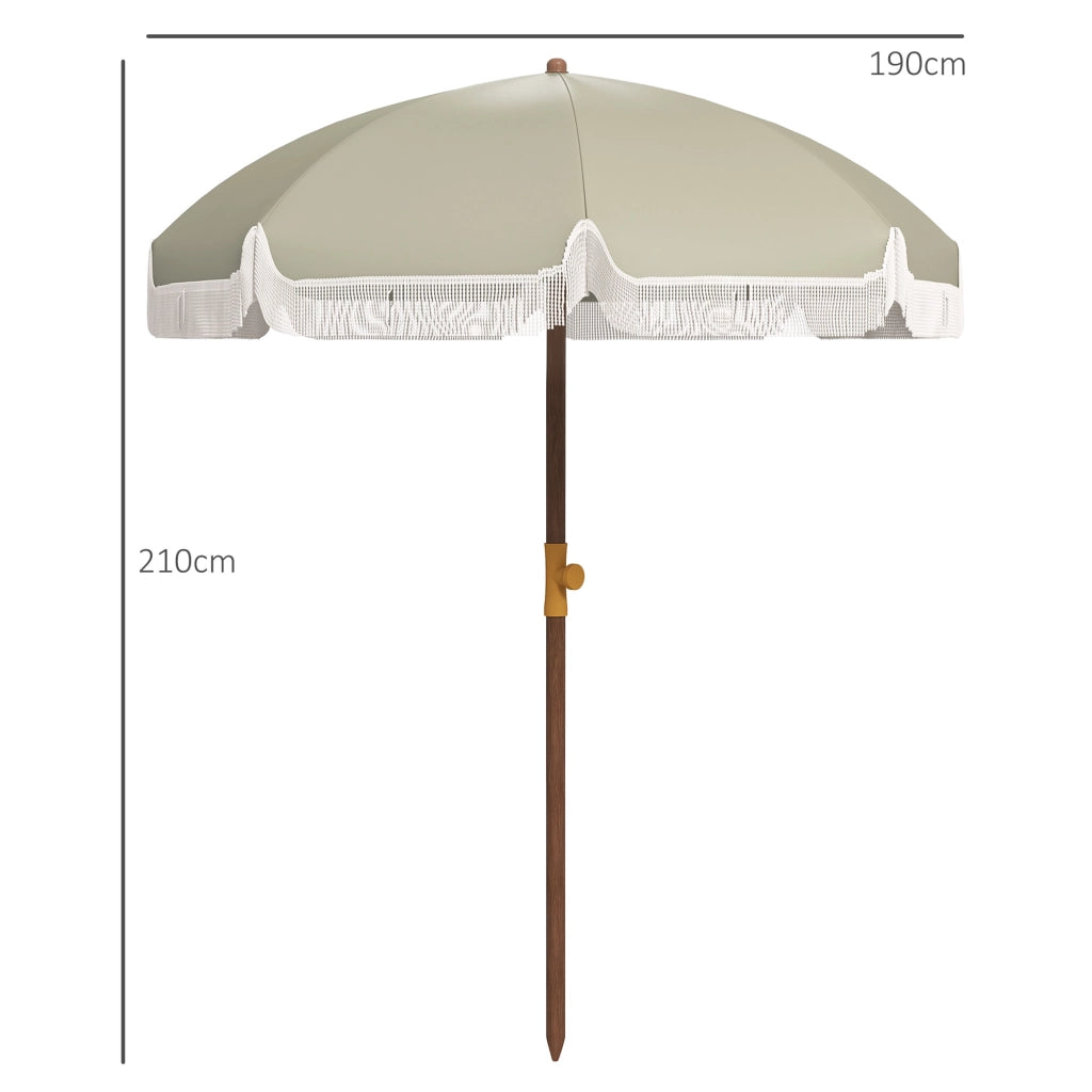 Ombrellone da Giardino con Frange ¨C Minimal ¨C Verde ?190x210 cm