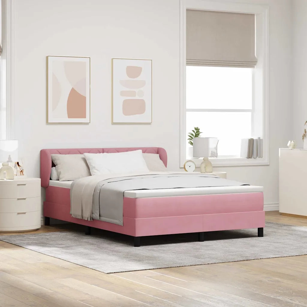Letto a molle con testiera Rosa 160 x 200 cm Velluto 3340453