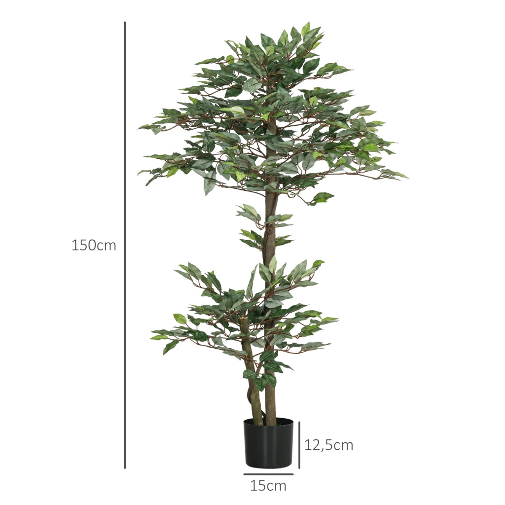 Ficus Artificiale con Muschio e Vaso ¨C Minimal ¨C Verde, 150 cm