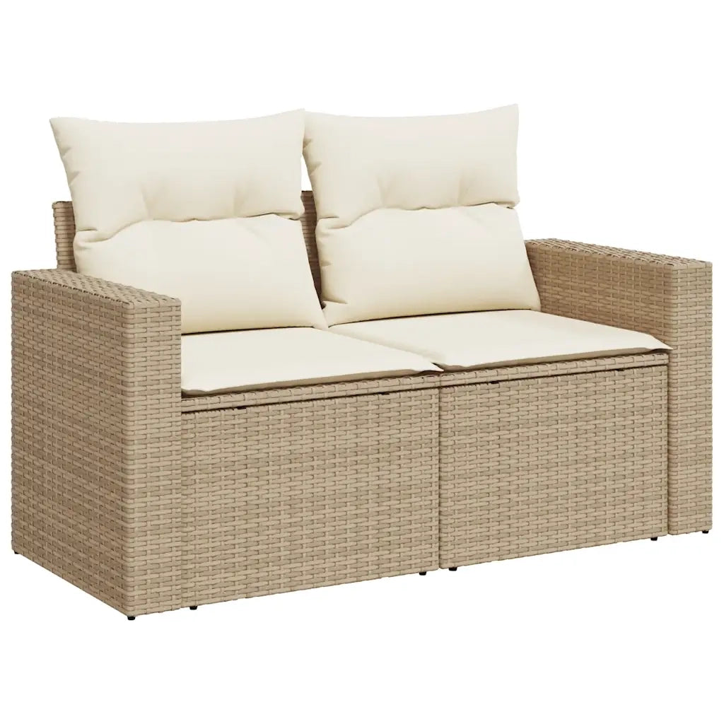 Set Divani da Giardino 7 pz con Cuscini Beige in Polyrattan 3325394