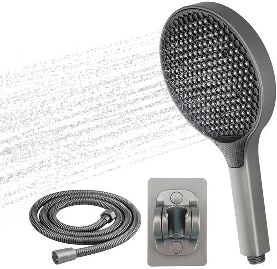 Douchekop Manuale a Alta Pressione - 15cm - 1,5m Tubo in Acciaio Inossidabile - Supporto per Douchekop - Resistenze elevate - Progettazione Turbo - Kit per Douchekop