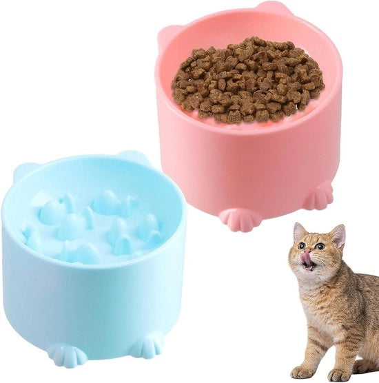 Due pezzi di cassetta di alimentazione per gatti e piccoli cani con alimentazione lenta e ingobbimento