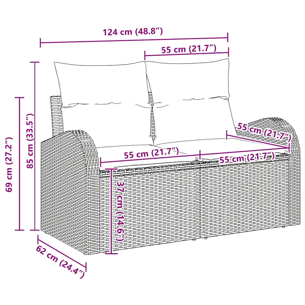 Set di divani con cuscino 10 pcs Nero Polyrattan 3346217