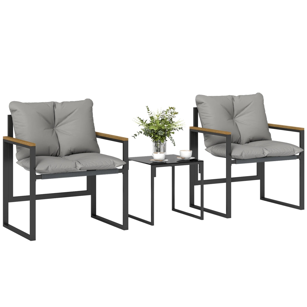 Set divano giardino 3 pezzi 2 posti con tavolino e cuscini ¨C zephmum ¨C grigio