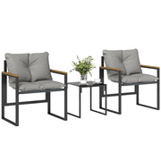 Set divano giardino 3 pezzi 2 posti con tavolino e cuscini ¨C zephmum ¨C grigio