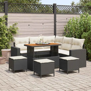 Set Divano da Giardino 9 pcs Nero polyrattan