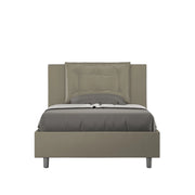 BS COM Letto una piazza e mezza con rete imbottito 120x190 similpelle cappuccino