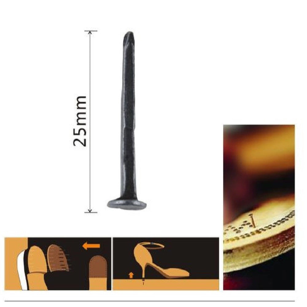 Trade Shop - Set Confezione 60 Gr Chiodi Per Scarpe 25mm Neri Per Riparazioni Calzolaio 90891 -