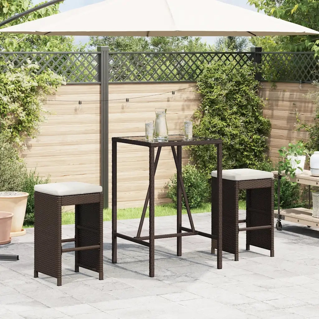 Sgabelli da Bar con Cuscini 2 pz Marroni in Polyrattan 368685