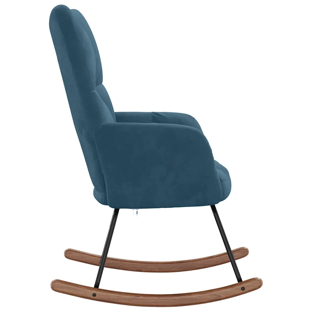 Sedia a Dondolo Blu in Velluto 328149