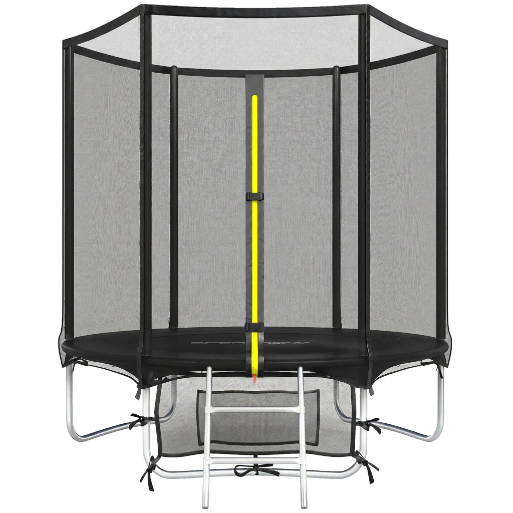 Trampolino da giardino ?183 cm ¨C Xylo ¨C con rete di sicurezza e scala, nero