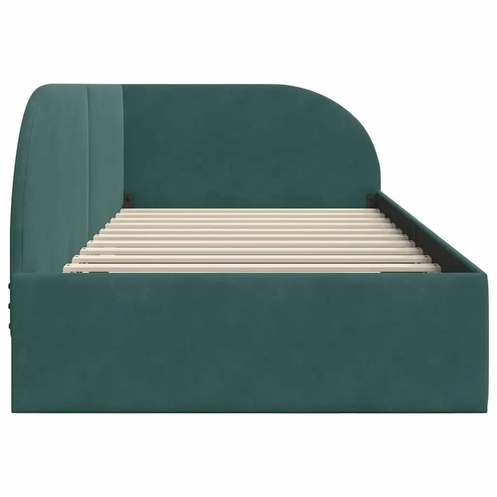Cornice del letto ad angolo Verde Scuro 90 cm x 200 cm Velluto