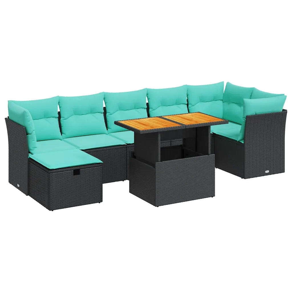 Set Divano da Giardino 8pz con Cuscini Grigio Polyrattan Acacia 3327981