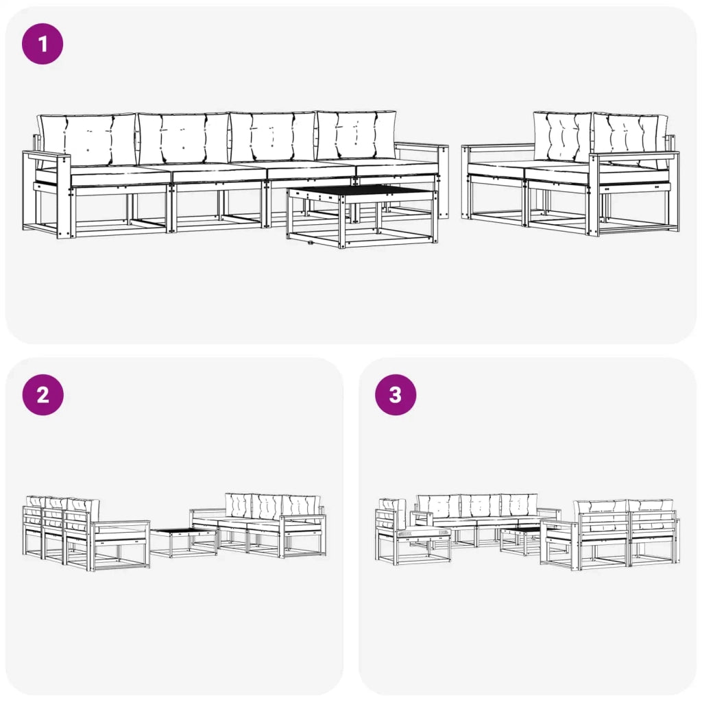 Set di divani da esterno 6 pz Bianco e Antracite 3386101