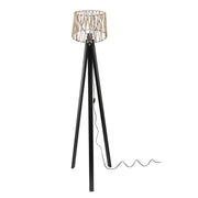 Lampada da terra DECONE 1188 con piantana nera e paralume in iuta